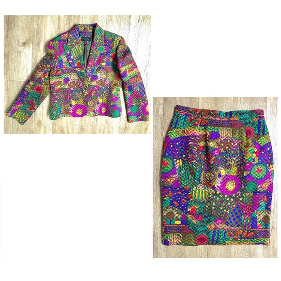 Haute Couture Écaille Paris multicoloured  embellished wool & silk brocade - Picture 14 of 16